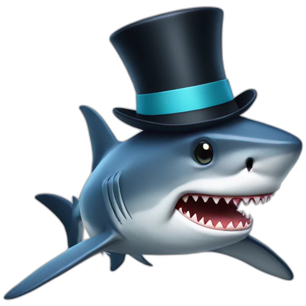 Shark with a top hat emoji