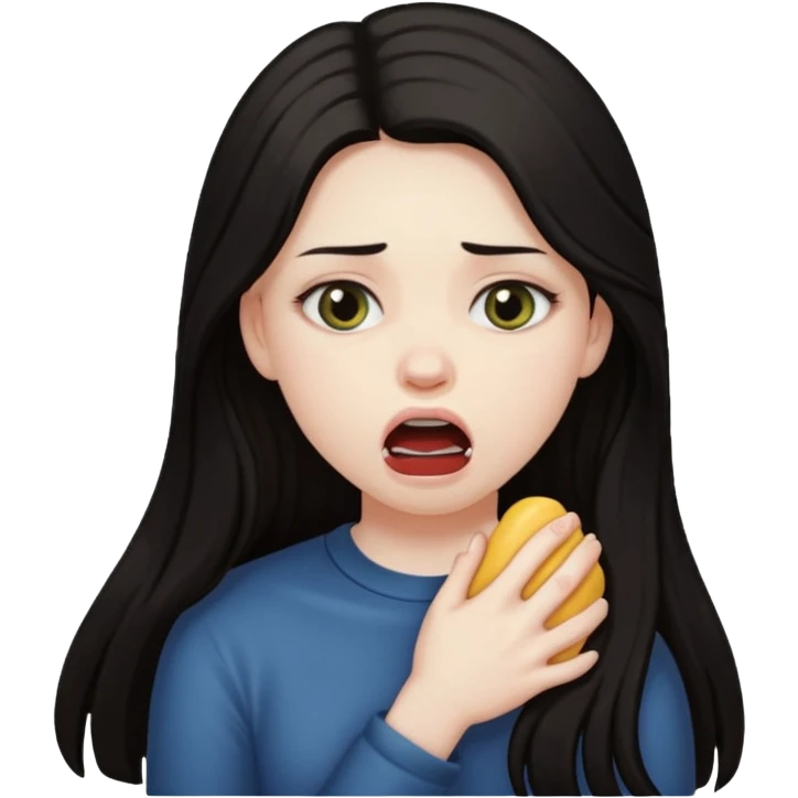 A girl choking herself emoji