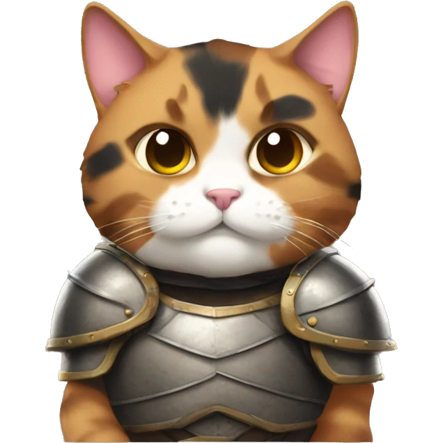 Fat calico cat with armor  emoji