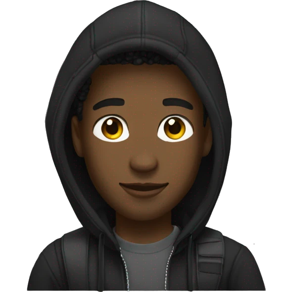 A black guy with locks wearing a black hoodie , a black jean and air max 95 black  emoji