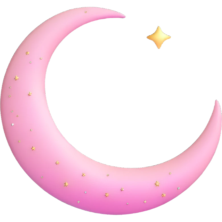 shimmering light pink crescent moon with sparkles emoji
