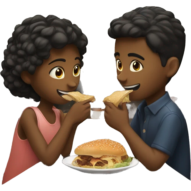 boy and girl eating in restaurant like dating emoji