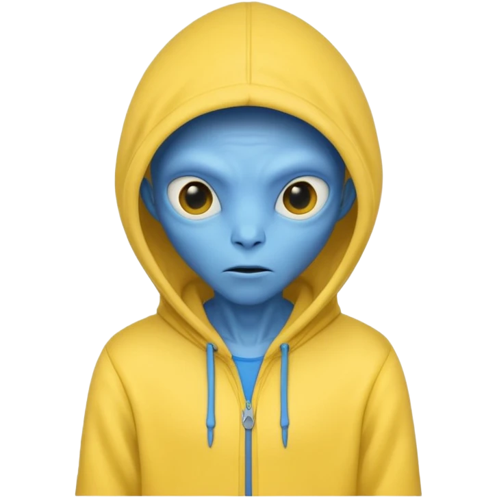 generate a blue alien wearing a yellow hoodie emoji