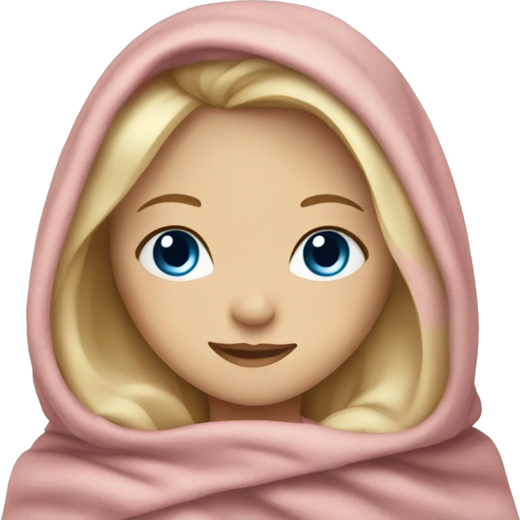 Girl in blanket with blonde hair and blue eyes emoji