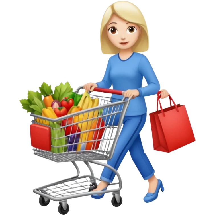lady with shopping cart emoji