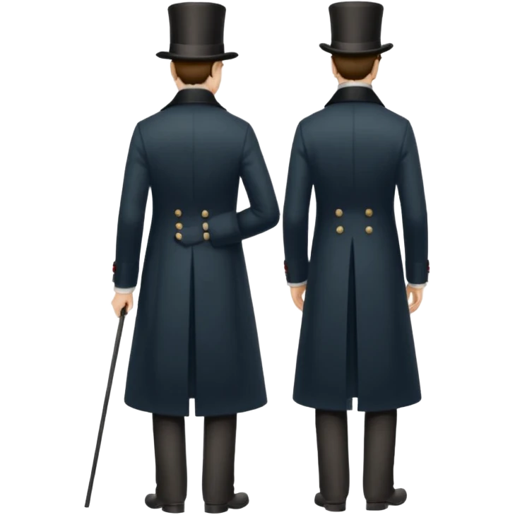 elegant 19th century man wearing a top hat, full body, standing, back view emoji