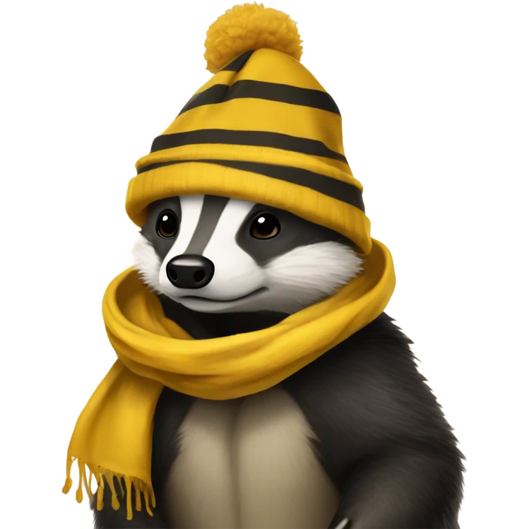 Badger wearing hufflepuff scarf and hat Hogwarts  emoji