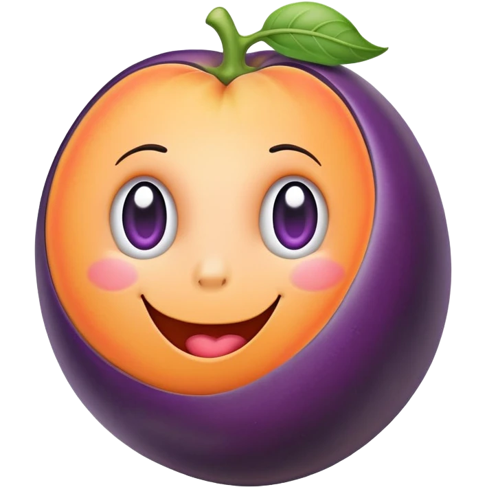 eggplant partially inside a peach, fun and cheeky emoji