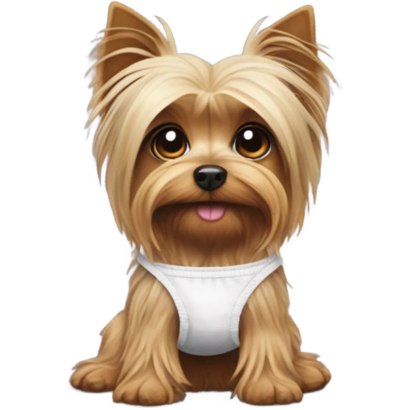 Skinny Yorky with a diaper emoji
