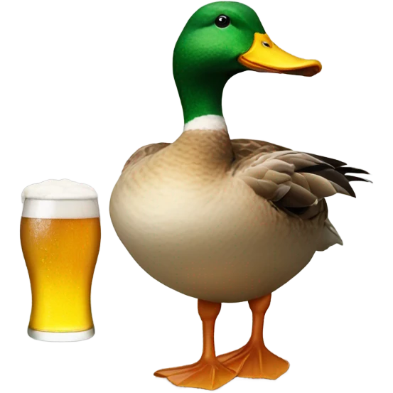 real duck holding a beer emoji