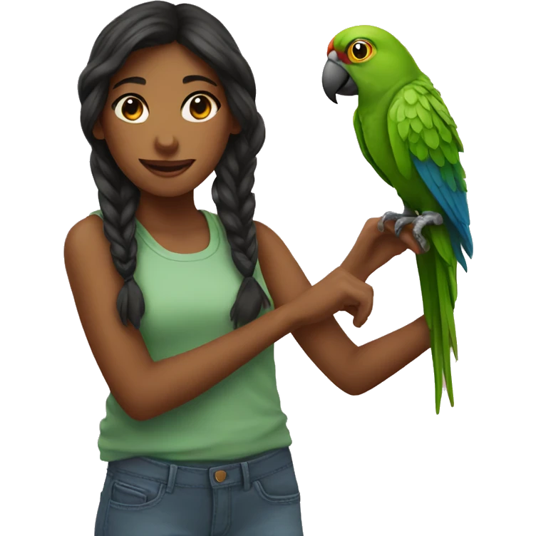 Girl and parrot  emoji