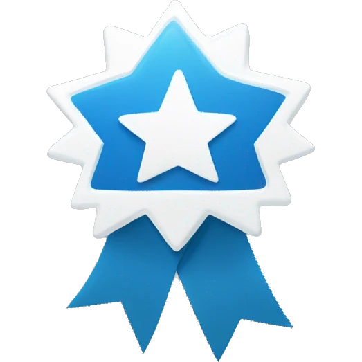 “A blue badge with a white checkmark in the center, featuring a starburst design. This symbol represents verification, approval, or completion.” emoji