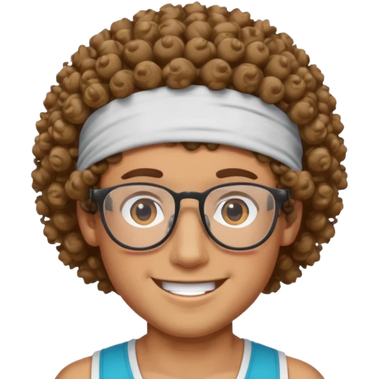 curly guy with headband and glassess athlete emoji