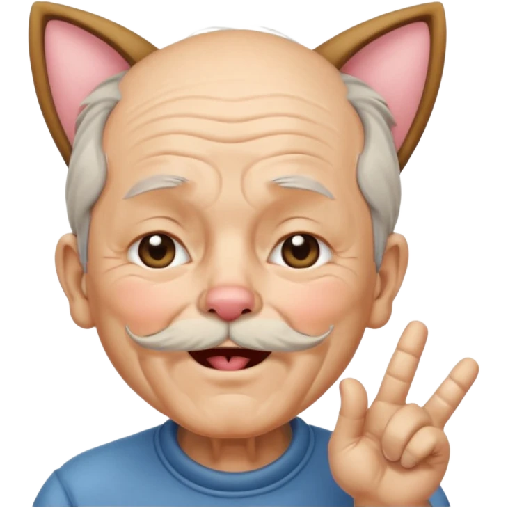 고양이귀가 달리고 윙크를 하며 뽀뽀를 날리는 할아버지 emoji
