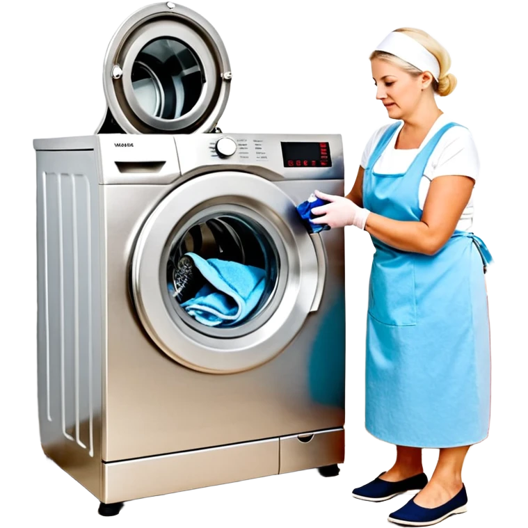 Eine Frau steckt bis zum Bauch in einer Waschmaschine fest und nur die Beine gucken raus und zwei schwarze männer ziehen an ihren Beinen um sie raus zu holen  emoji