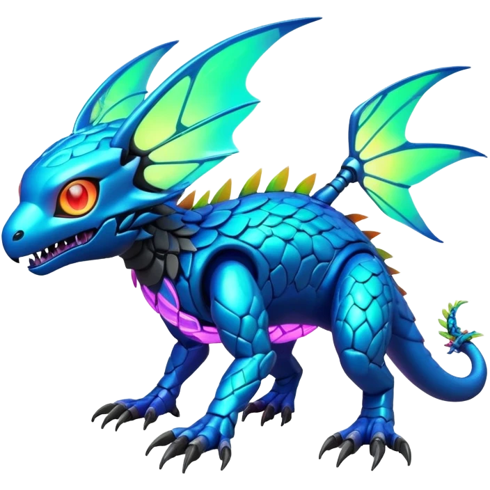 Tropical futuristic lush warm-colored modern colorful neon-colored cyber-Fakémon-Digimon-Trico-creature emoji