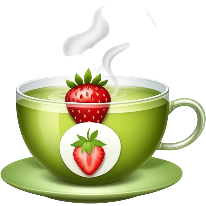 cup of green tea with a strawberry garnish emoji