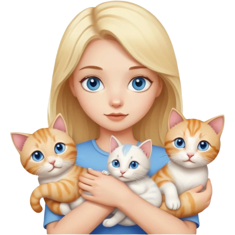 blonde girl with blue eyes astrology with different cats emoji
