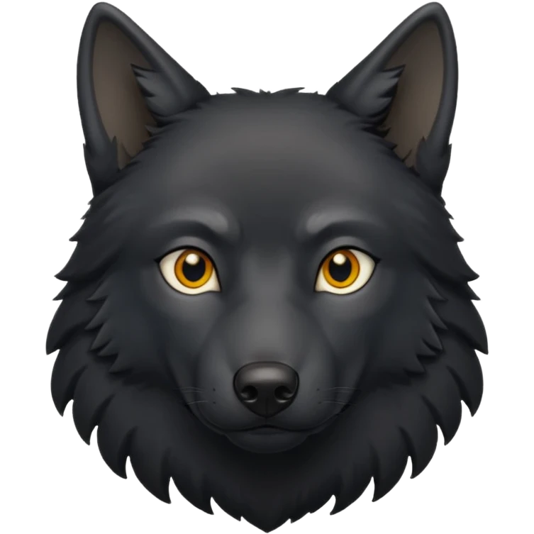 a circumspect black wolf  emoji