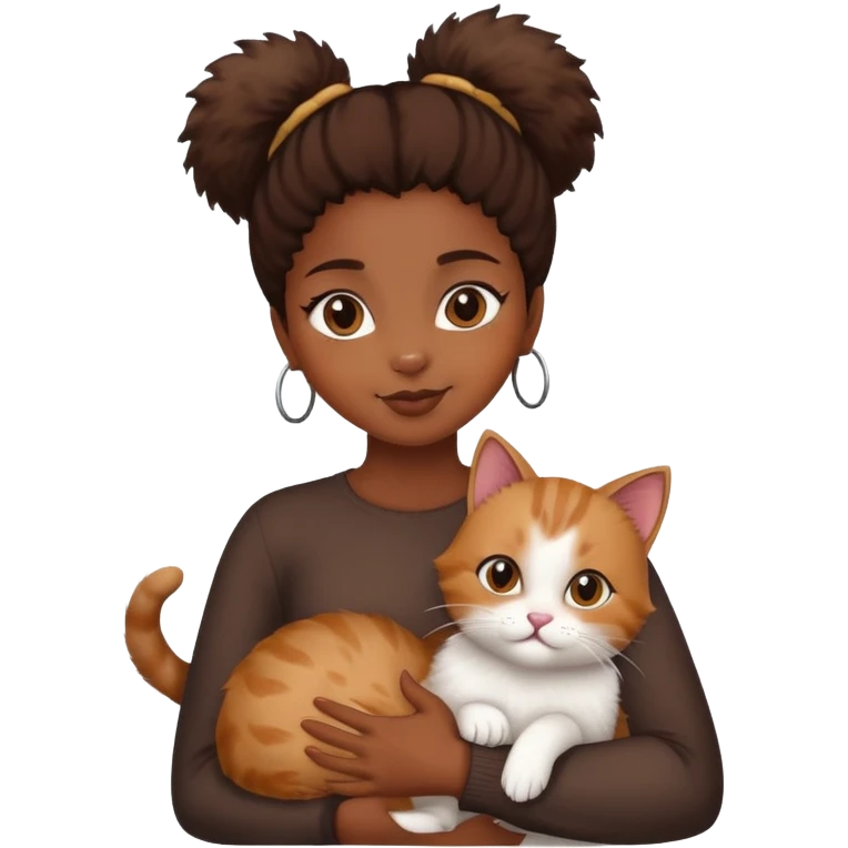 Black girl holding a cat emoji