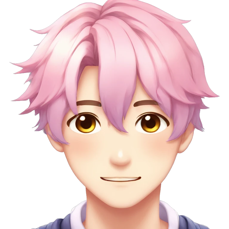 Gorgeous romantic anime style shojo man with blushing face aesthetic and pretty colorful shiny gradient pastel hair trending style emoji