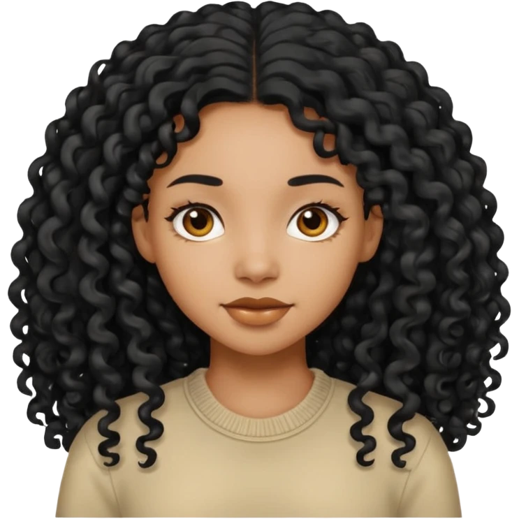 black girl with long curly black hair emoji