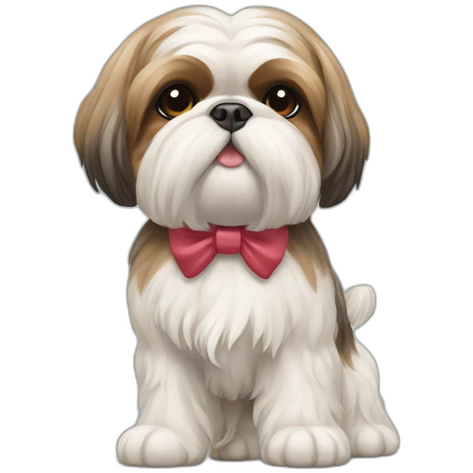 Dog Shih Tzu with a bow on head full-body emoji