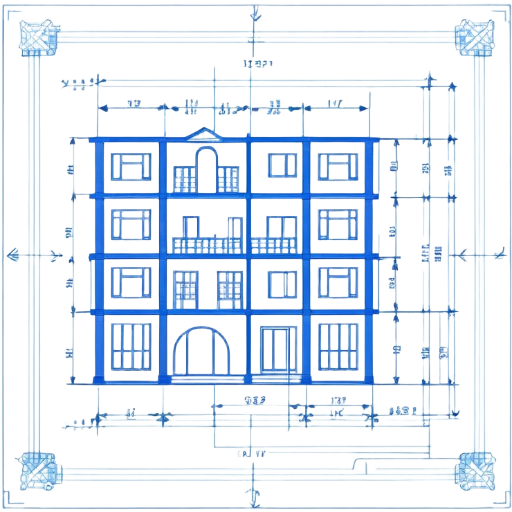 blueprint plan with architectural lines and symbols emoji
