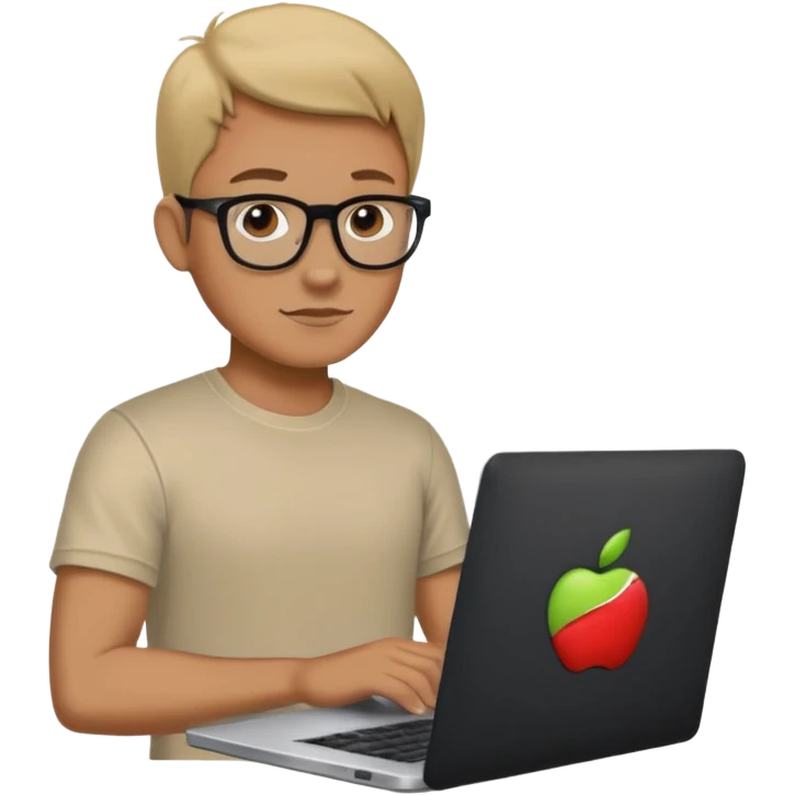apple style guy working on laptop emoji