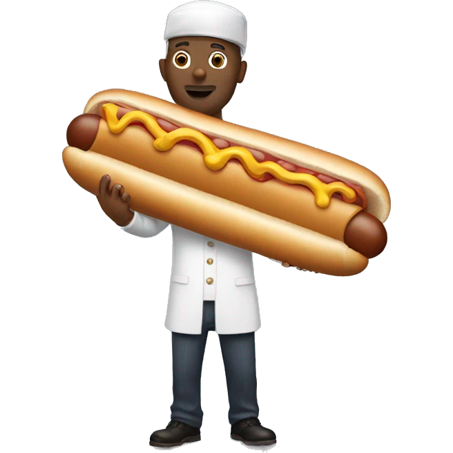 Man holding large hot dog emoji