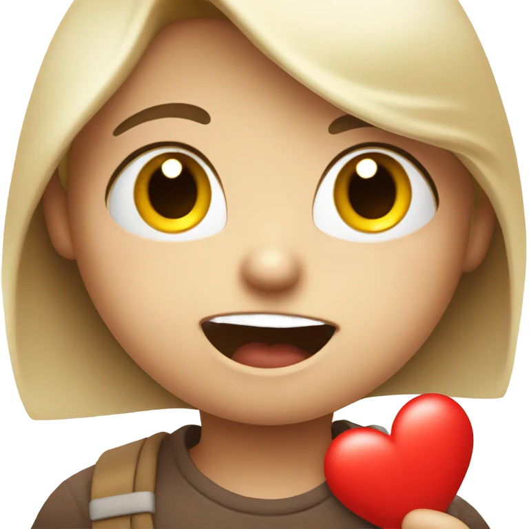 Flustered happy emoji holding a red heart emoji
