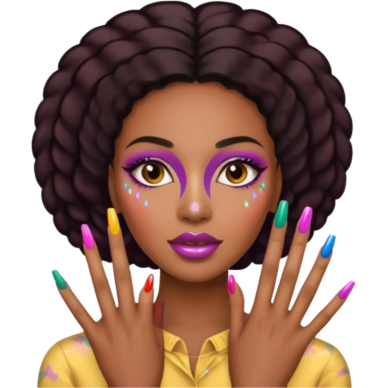 black woman nail art emoji