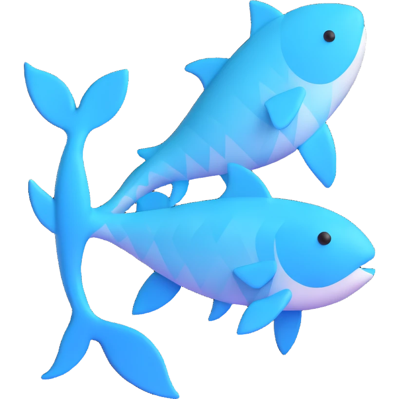 The zodiac symbol Pisces (#00d9ff color emoji