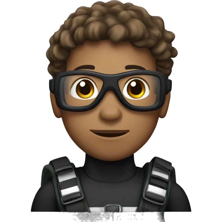 Scuba diver with brown wavy hair, olive white skin tone underwater emoji