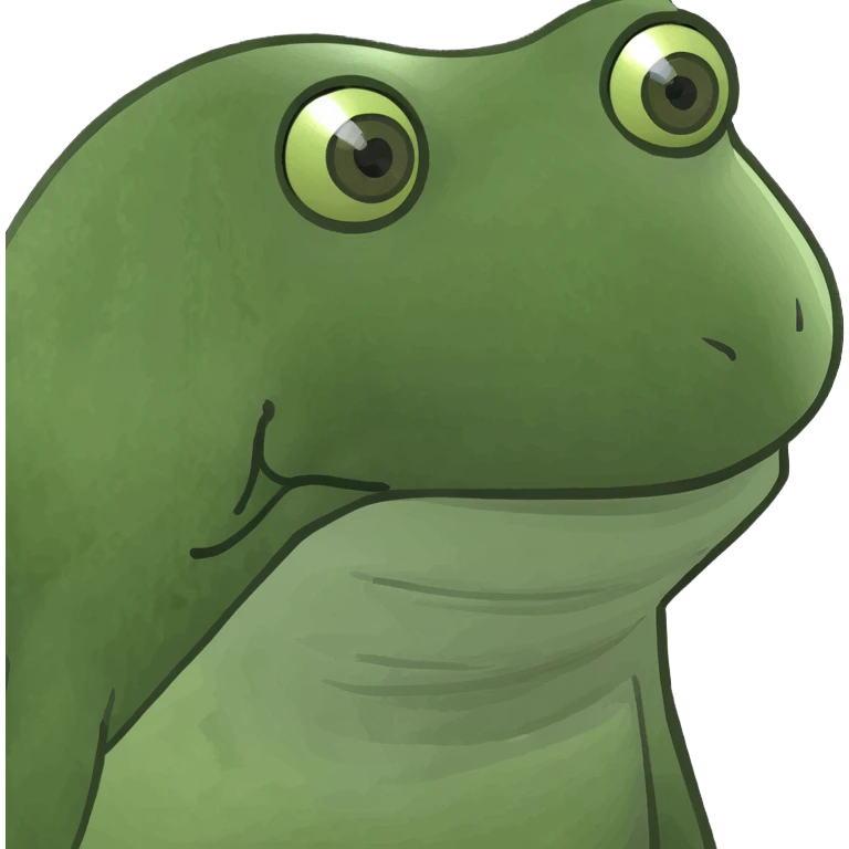 a happy frog sitting on a lily pad, bufo style emoji