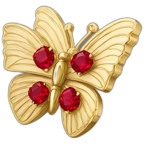 gold butterfly jewel with red heart shaped diamonds emoji