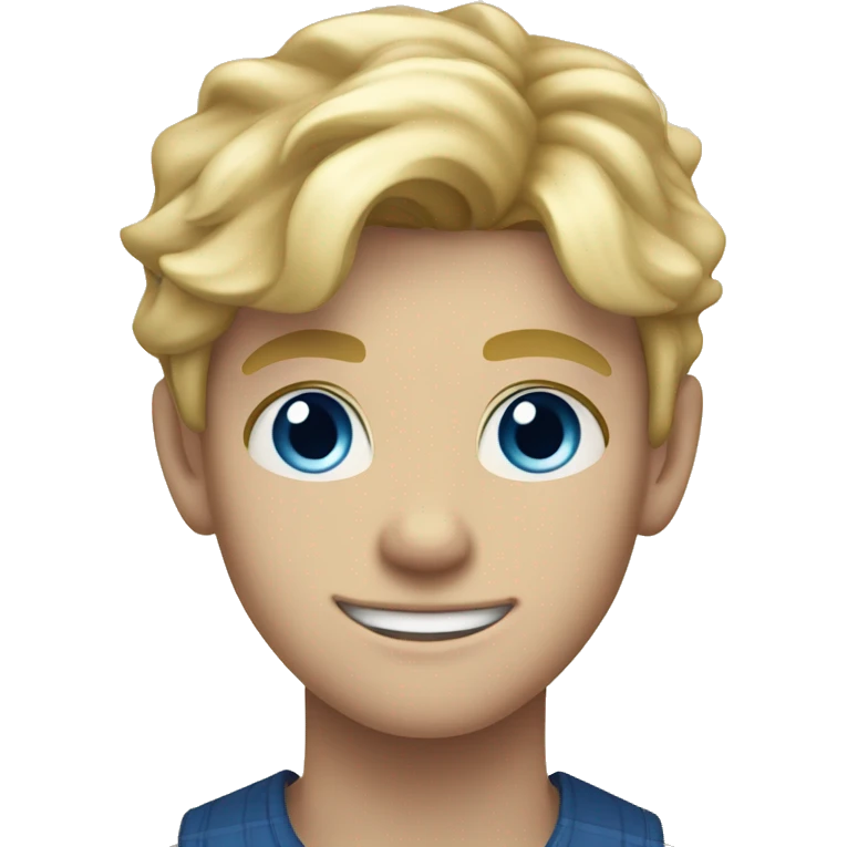 handsome farm boy  14 year old with blond hair and blue eyes emoji