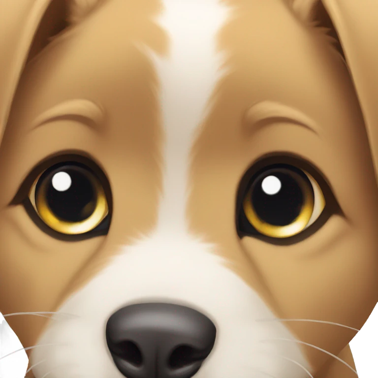 puppy eyes but also happy (human) emoji