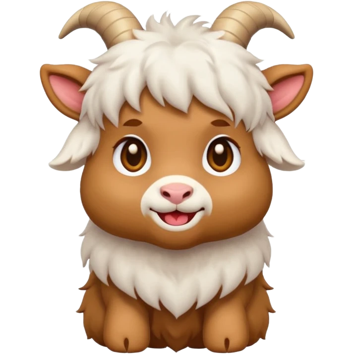 chibi goat emoji, eating meat, in a anime style emoji