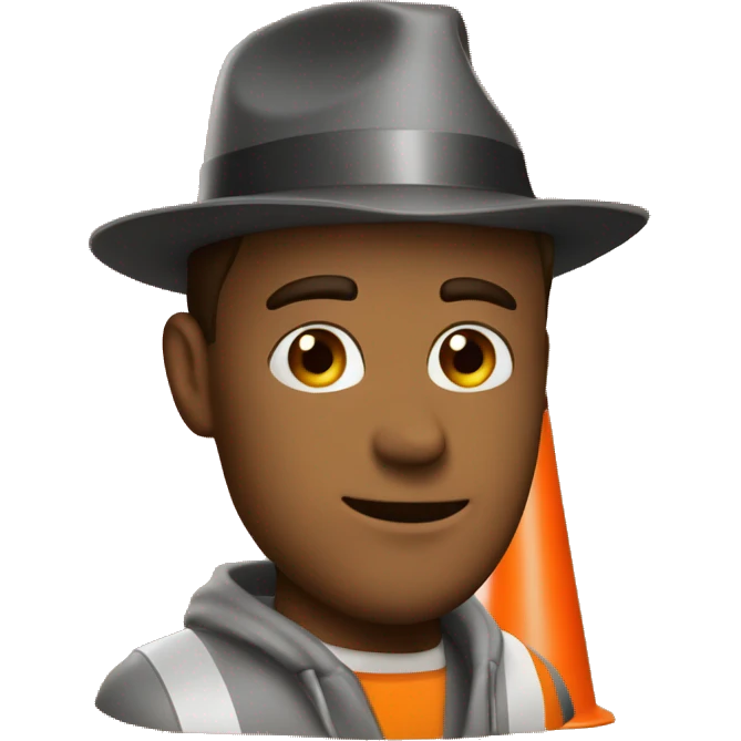 Guy with hat orange traffic cone emoji