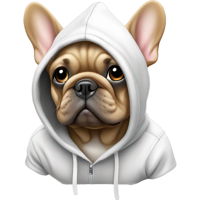 Tan french bulldog with hoodie emoji