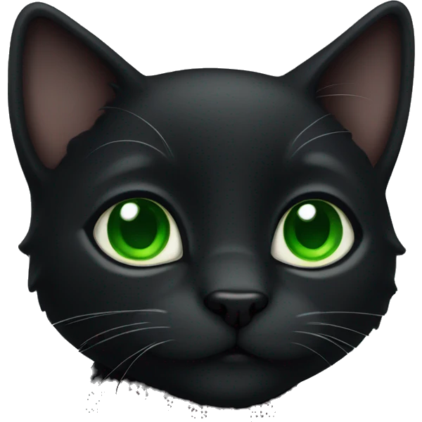 Black cute cat with green eyes emoji