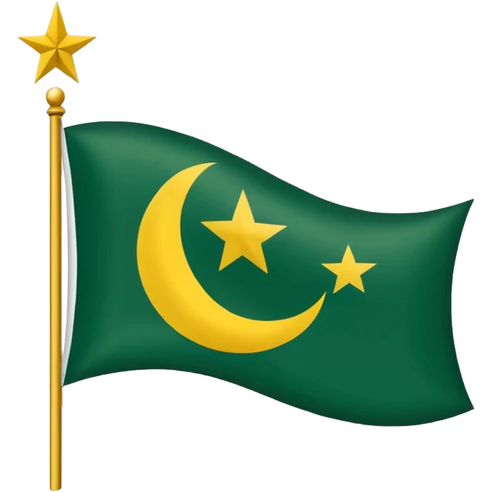 Flag of the actual Azad Kashmir with yellow stripes,green background and white moon and star emoji