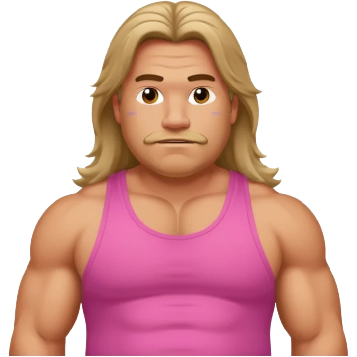 Long hair fat muscle men in pink tank top emoji
