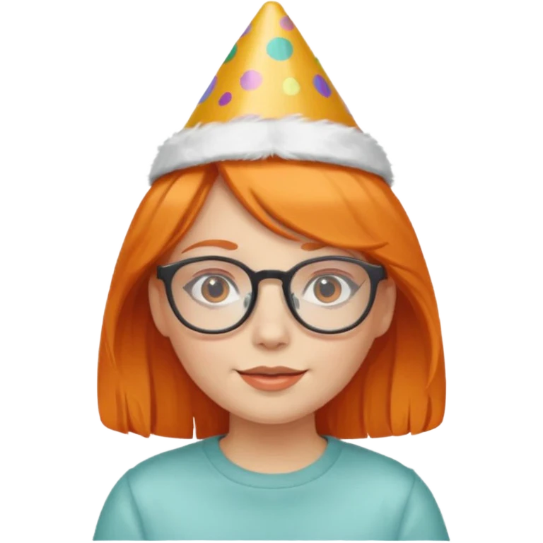 party hatted orange haired girl glasses emoji