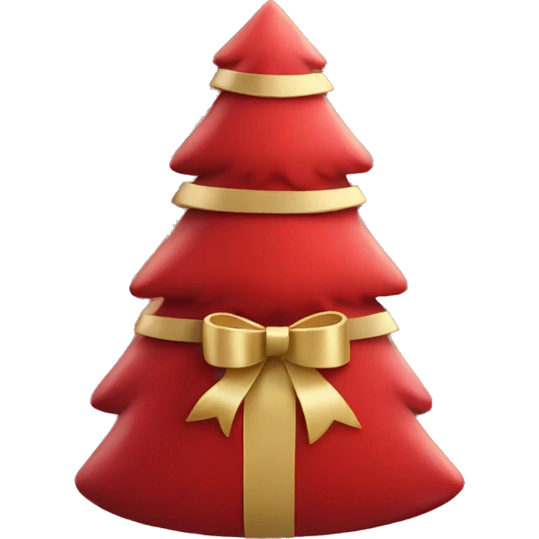 Red Christmas tree with presents emoji