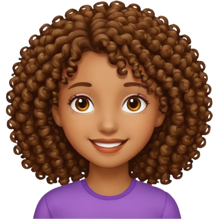 Una chica morena de cabello rizado emoji