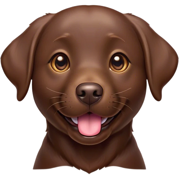 Cinematic Comical Chocolate Labrador Portrait Emoji, Head tilted dramatically with an exaggeratedly amused expression, featuring a glossy chocolate Fur with a rich, radiant finish, wide, expressive brown eyes filled with playful disbelief, Simplified yet hilariously expressive features, highly detailed, glowing with a slightly sassy glow, high shine, dramatic yet playful, stylized with an air of cheeky mischief, bright and endearing, soft glowing outline, capturing the essence of a spirited and over-the-top companion, so meme-worthy it feels like it could side-eye its way into internet fame instantly! emoji