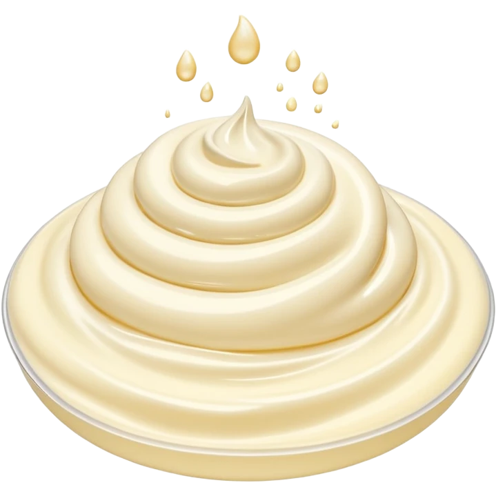 crème fleurette, small swirl or puddle of fresh liquid cream, smooth glossy texture, pure white or ivory, fluid silky look, clean 3D style, soft lighting, no extra elements, no faces, emoji scale emoji
