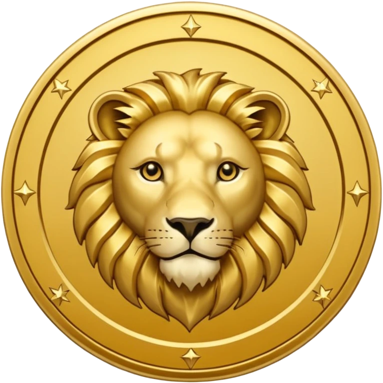 Fais un emoji de pièce d'or ronde avec l'inscription "F" dessus et un lion très détaillé gravé sur la pièce. Le F et le lion doivent être très lisible ainsi que les détails autour de la pièce. Monnaie Fcoins emoji